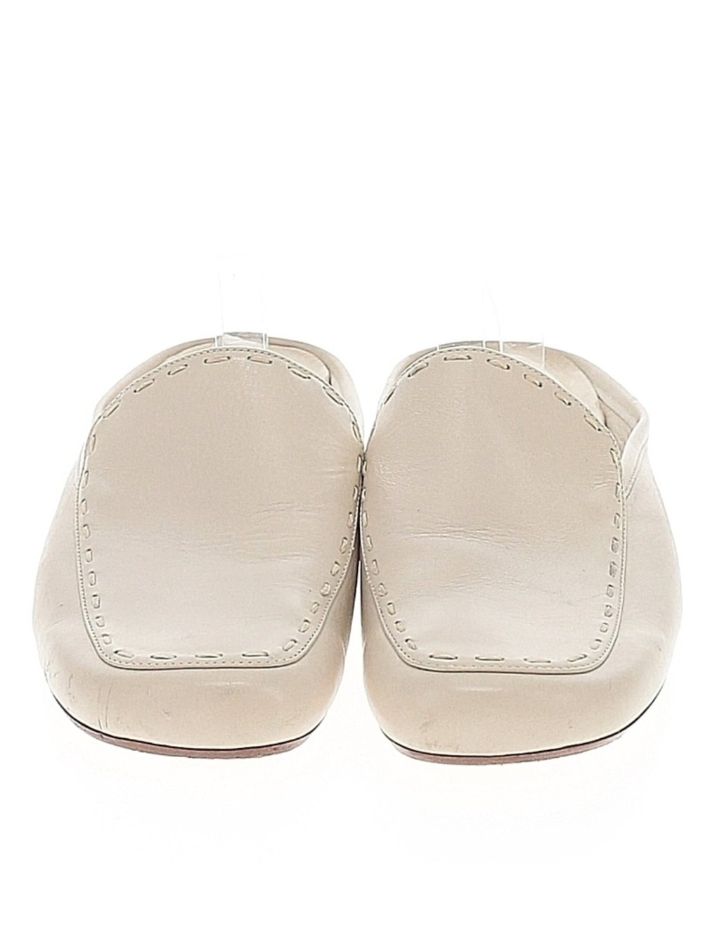 Talbots Beige Leather Square-Toe Slip-On Loafers